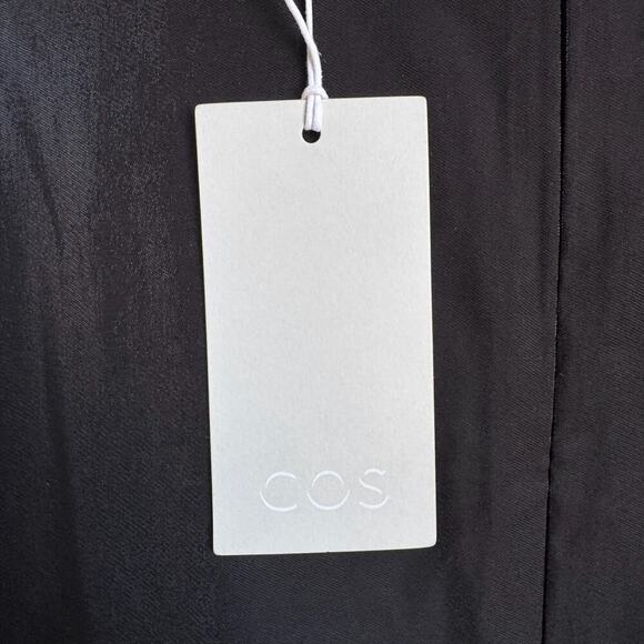 NWT COS Black Asymmetric Gathered Hem Long Sleeve Dress - Picture 6 of 11